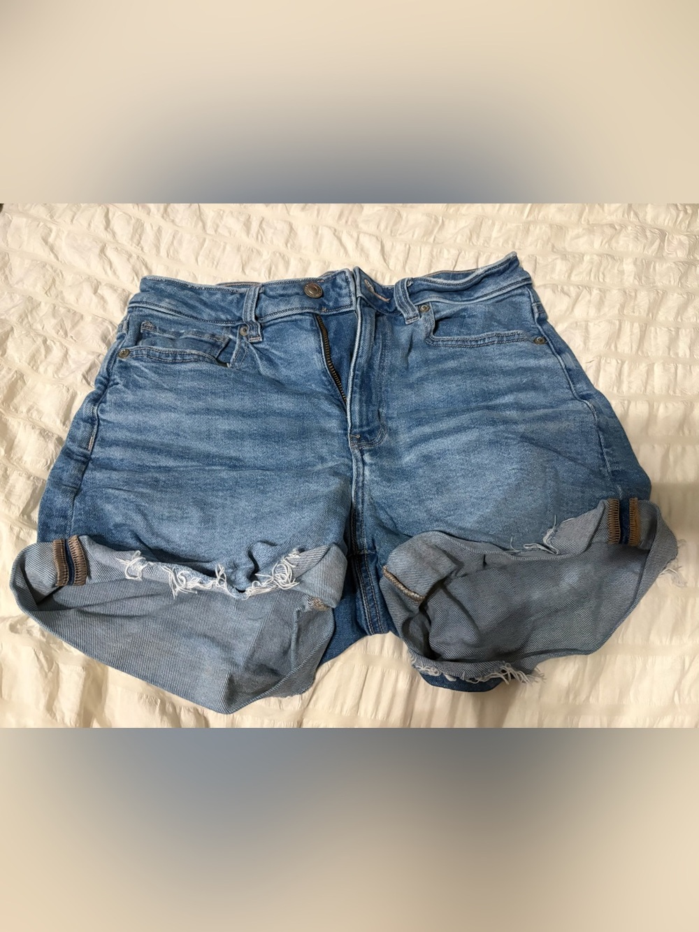 American Eagle Outfitters Light Blue Distressed Boyfriend Jeans Shorts